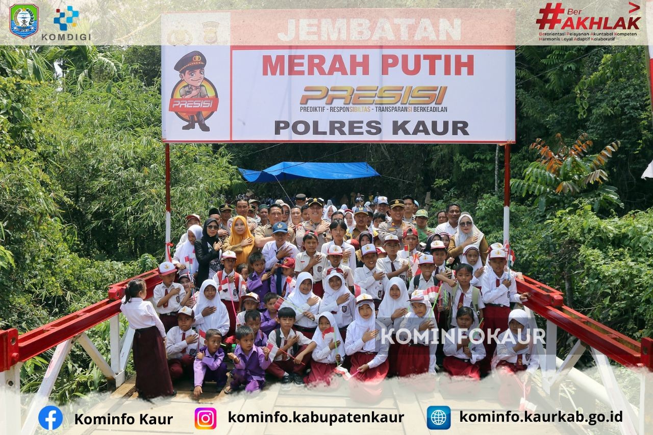 Jembatan Merah Putih Presisi ke-10 Diresmikan Kapolres Kaur, Akses Warga Air Palawan Kembali Lancar