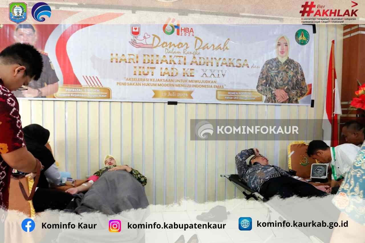 HAB Adhyaksa Ke- 64 dan HUT IAD Ke XXIVI, Kejari Kaur Gelar Baksos dan Donor Darah 